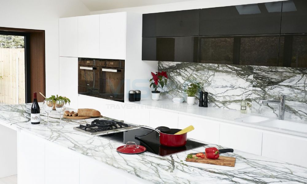 Calacatta Verde Marble Kitchen