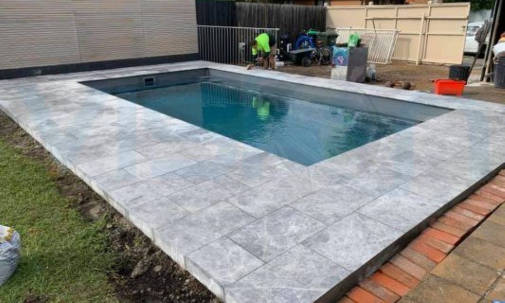 Tundra Grey Marble Swimming Pool