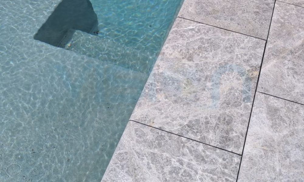 Tundra Grey Marble Swimming Pool